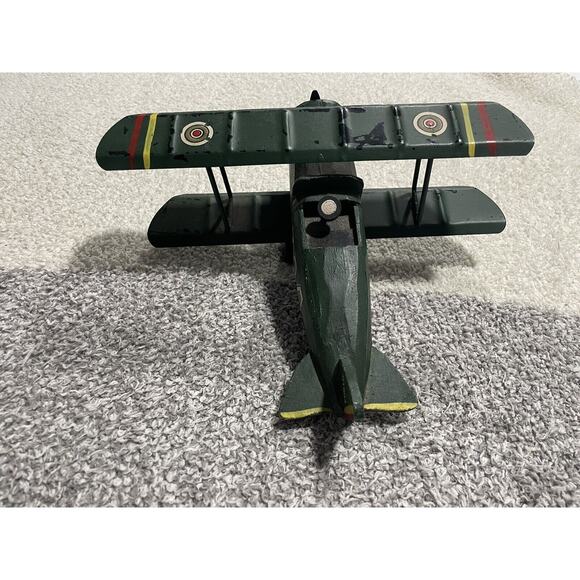 antique fighter barron plane wood body metal wings c1904 - propeller spins! vtg - Picture 3 of 11